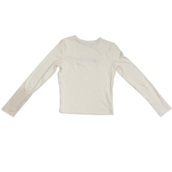 BCBGeneration fitted Long Sleeve Ribbed Cut Out Shirt Top Y2K Size Large - Picture 2 of 4